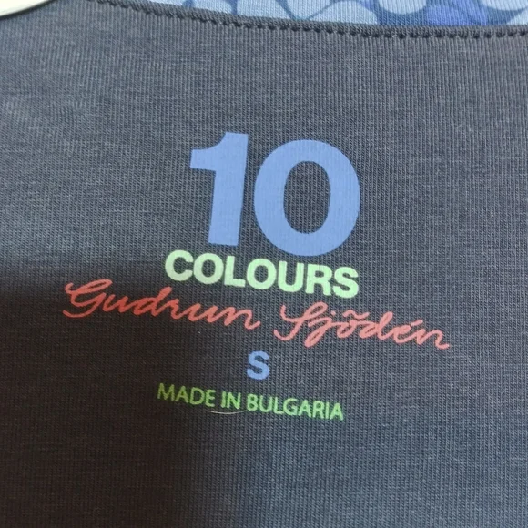 Gudrun Sjoden Flax Blue Ylva Pattern Cotton Long Sleeve Top Size Small - Picture 4 of 6